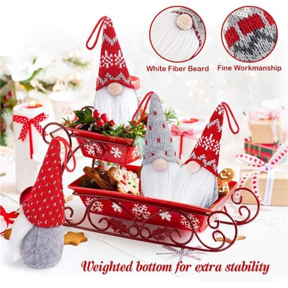 Gnome Christmas Ornaments Set of 4, Handmade Swedish Tomte Gnomes - Picture 6 of 7